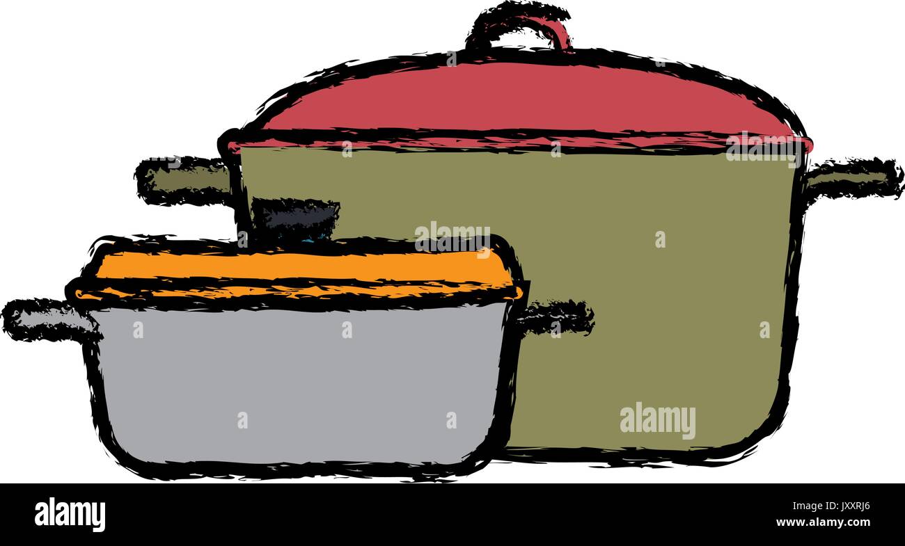 two saucepans with handle kitchen equipment Stock Vector Image & Art