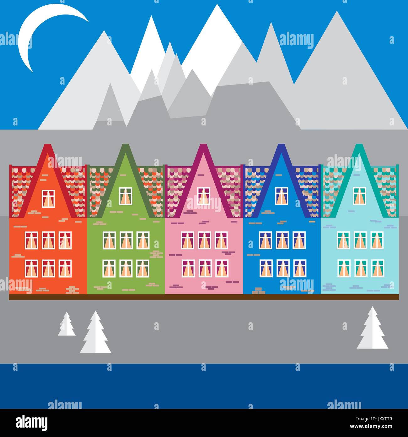 City in the alps Stock Vector Images - Alamy