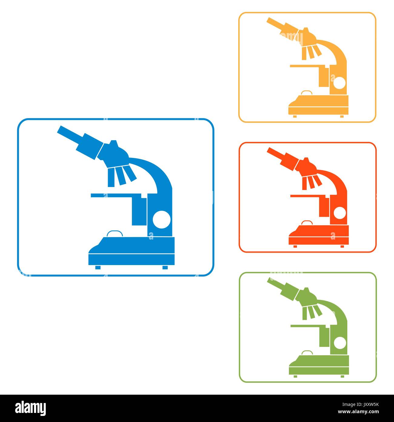 Stylized vector icons of microscope in different colors. Magnifying ...