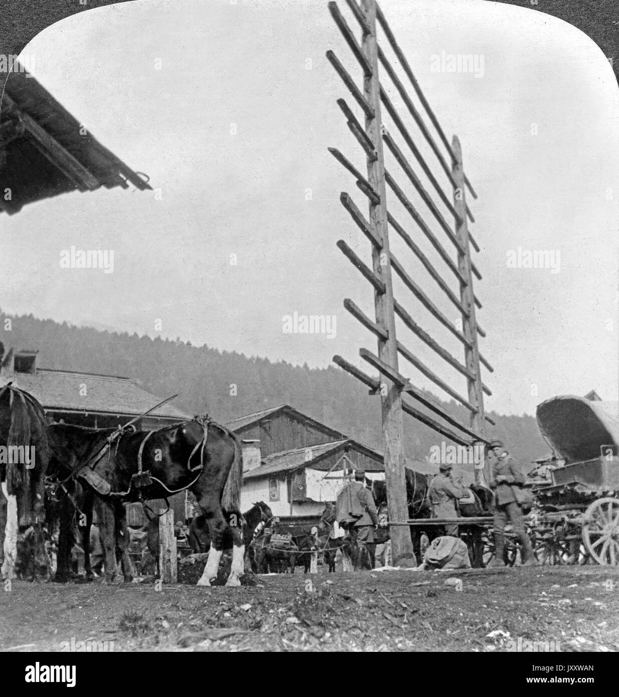 Ein italienisches Basisvorratsdepot, Italien 1916. An Italian base supply depot, Italy 1916. Stock Photo