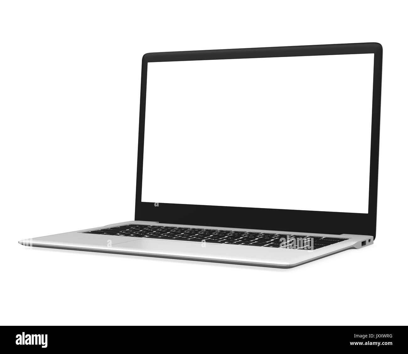 Laptop with Blank White Screen Isolated Stock Photo Alamy