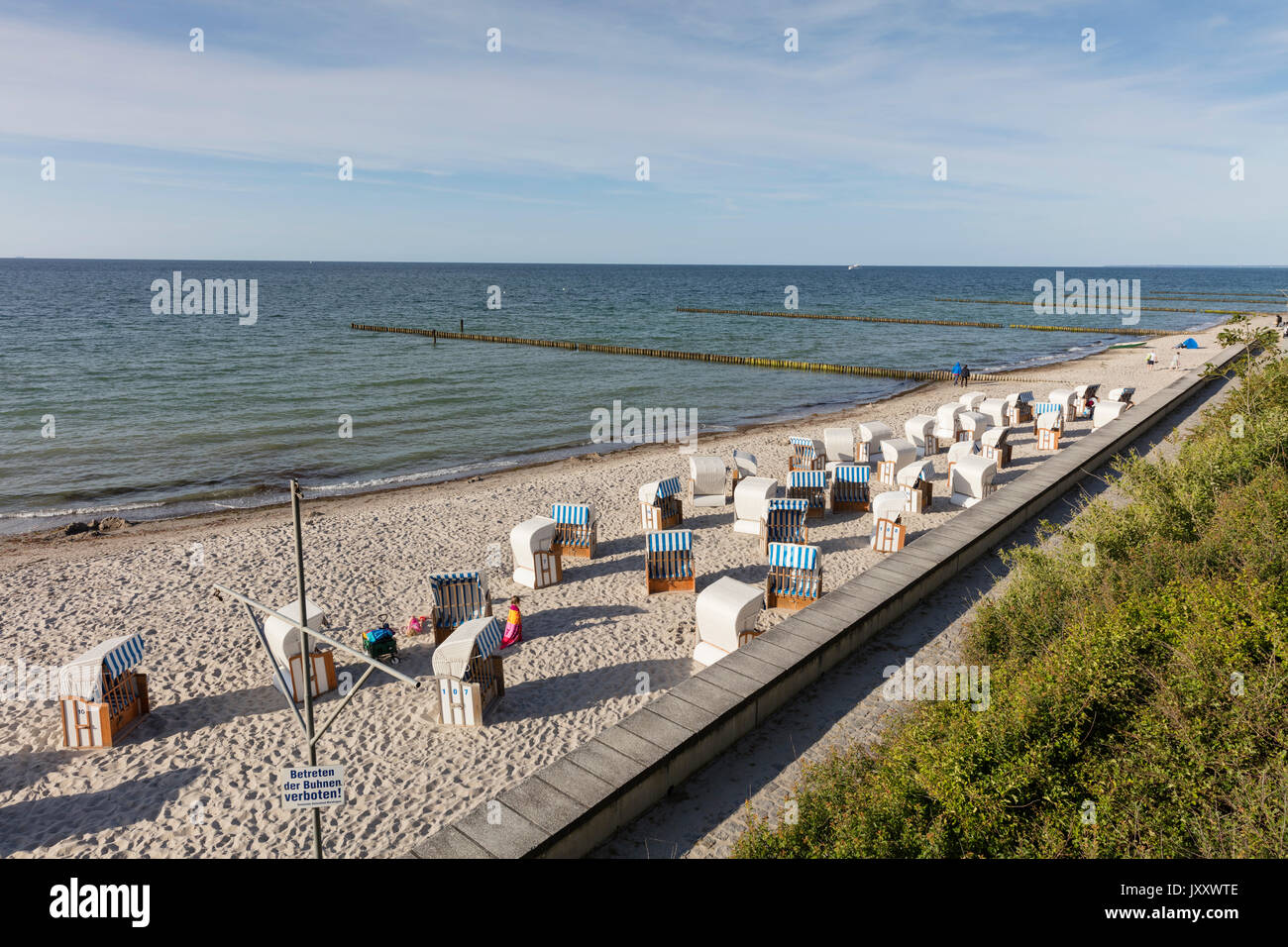 Beach chairs at the coast of Nienhagen, Mecklenburg-Vorpommern, Germany, Europe Stock Photo