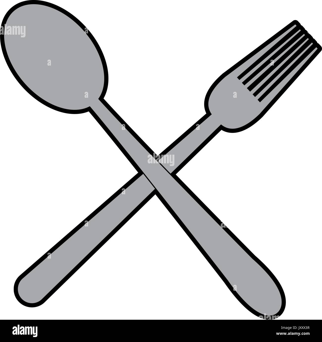 crossed spoon and fork tool cooking kitchen icon Stock Vector Image ...