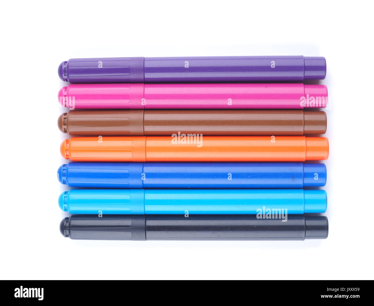Markers on white background Stock Photo