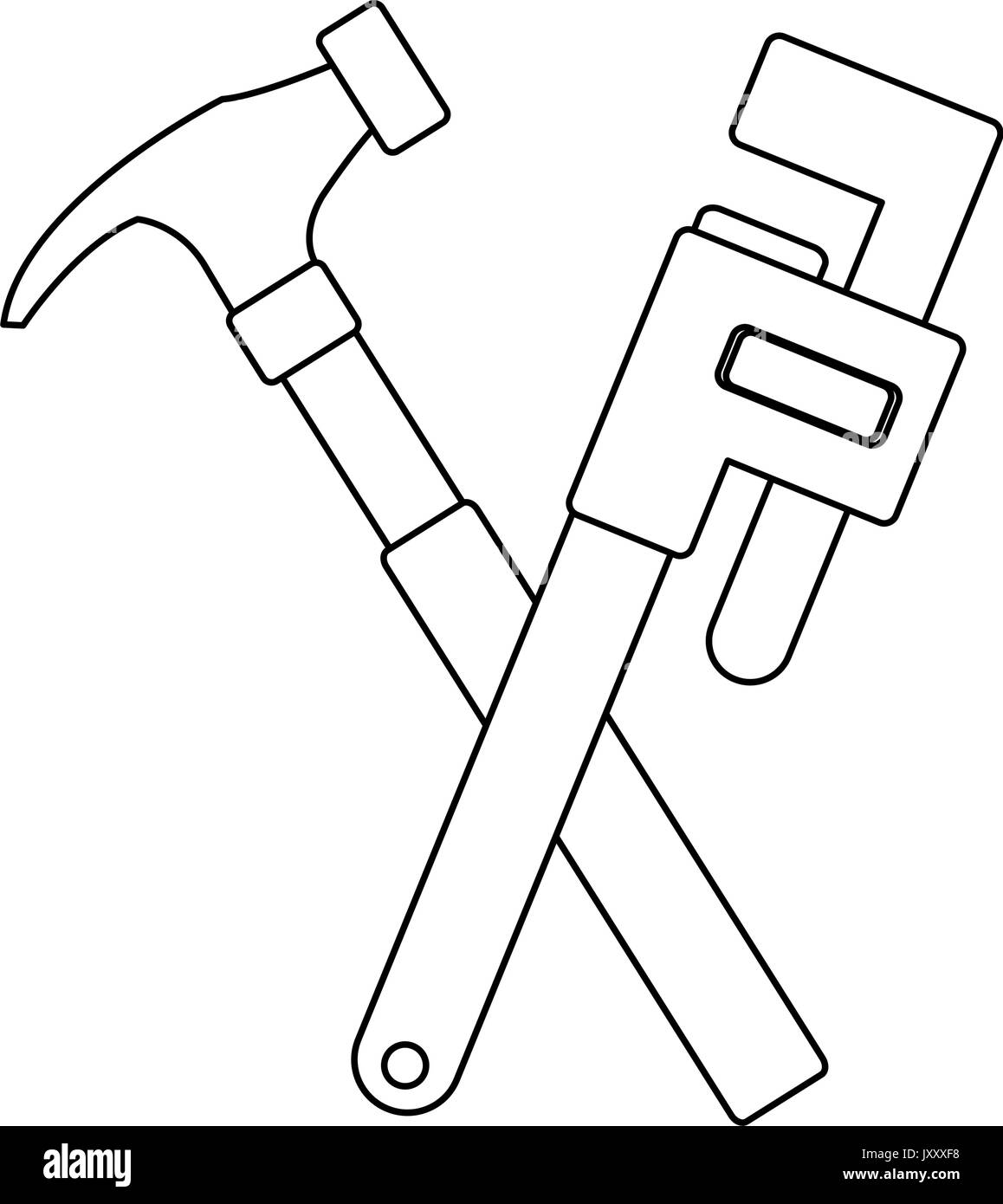 hammer and adjustable wrench tools repair Stock Vector Image & Art Alamy