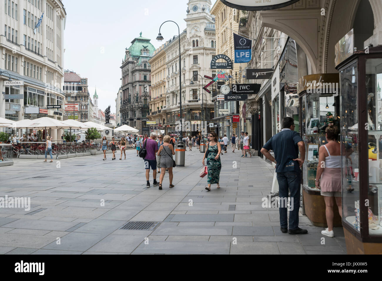 people walk for the shopping in the central Graben street in Vienna Stock Photo