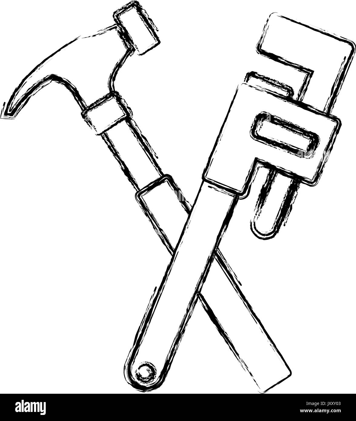 hammer and adjustable wrench tools repair Stock Vector Image & Art Alamy