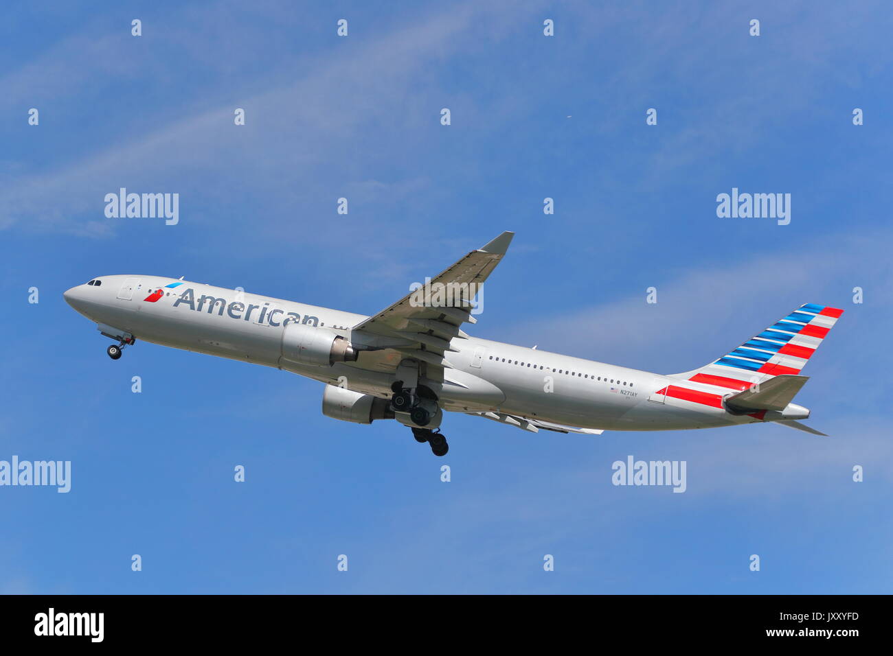 American Airlines Airbus A330-300 N271AY taking off from London Heathrow Airport, UK Stock Photo