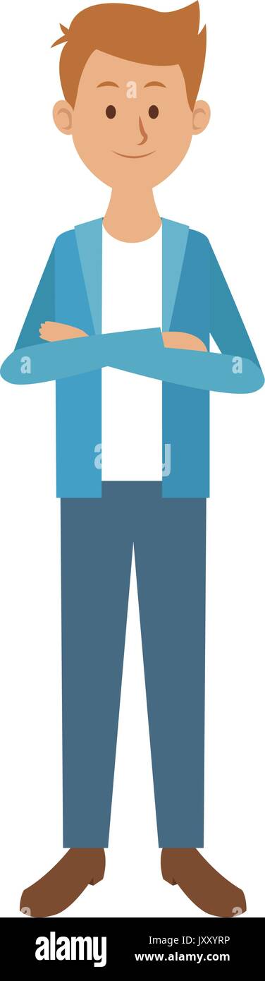 smiling man in casual clothes with arms crossed standing Stock Vector ...