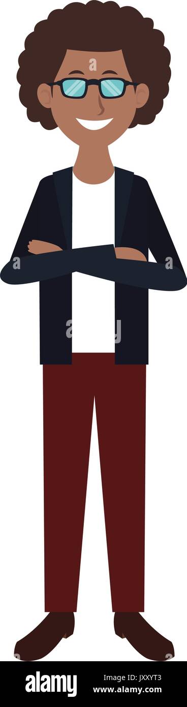 smiling man in casual clothes with arms crossed standing Stock Vector ...