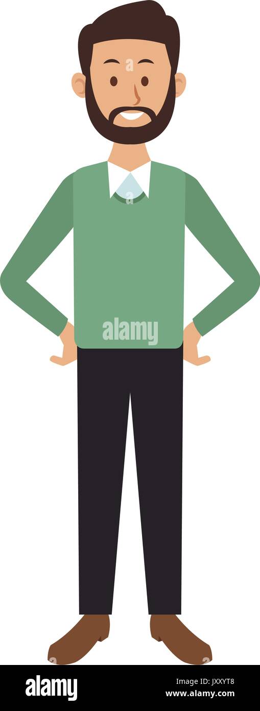 smiling man in casual clothes with arms waist standing Stock Vector ...