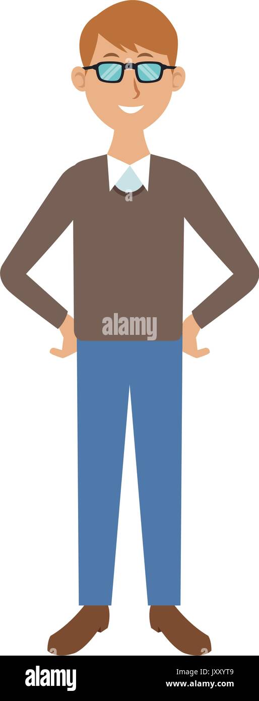 smiling man in casual clothes with arms waist standing Stock Vector ...