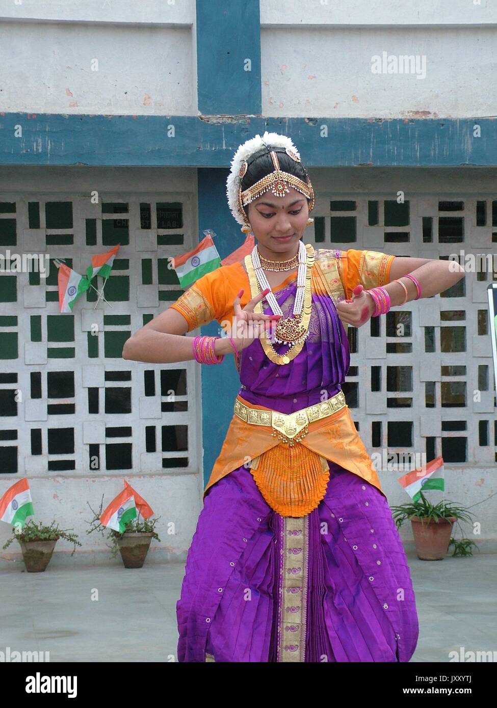 Bharatanatyam Classical Dance, Girl performing Bharatanatyam classical dance of Kerala. (Photo Copyright © by Saji Maramon) Stock Photo