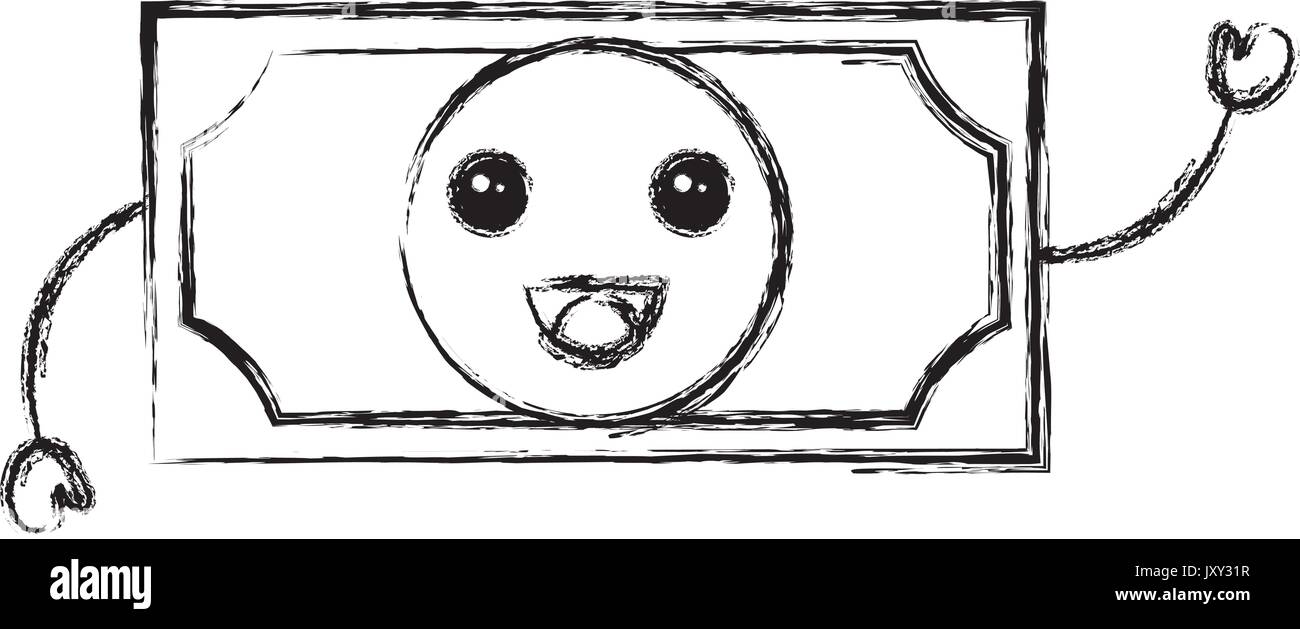 Kawaii money bill icon Black and White Stock Photos &amp; Images - Alamy