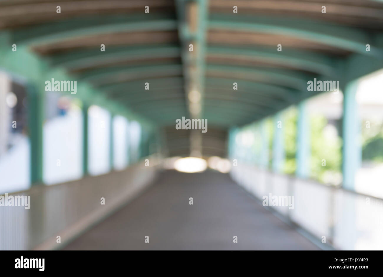 Empty blur footbridge for background usage Stock Photo
