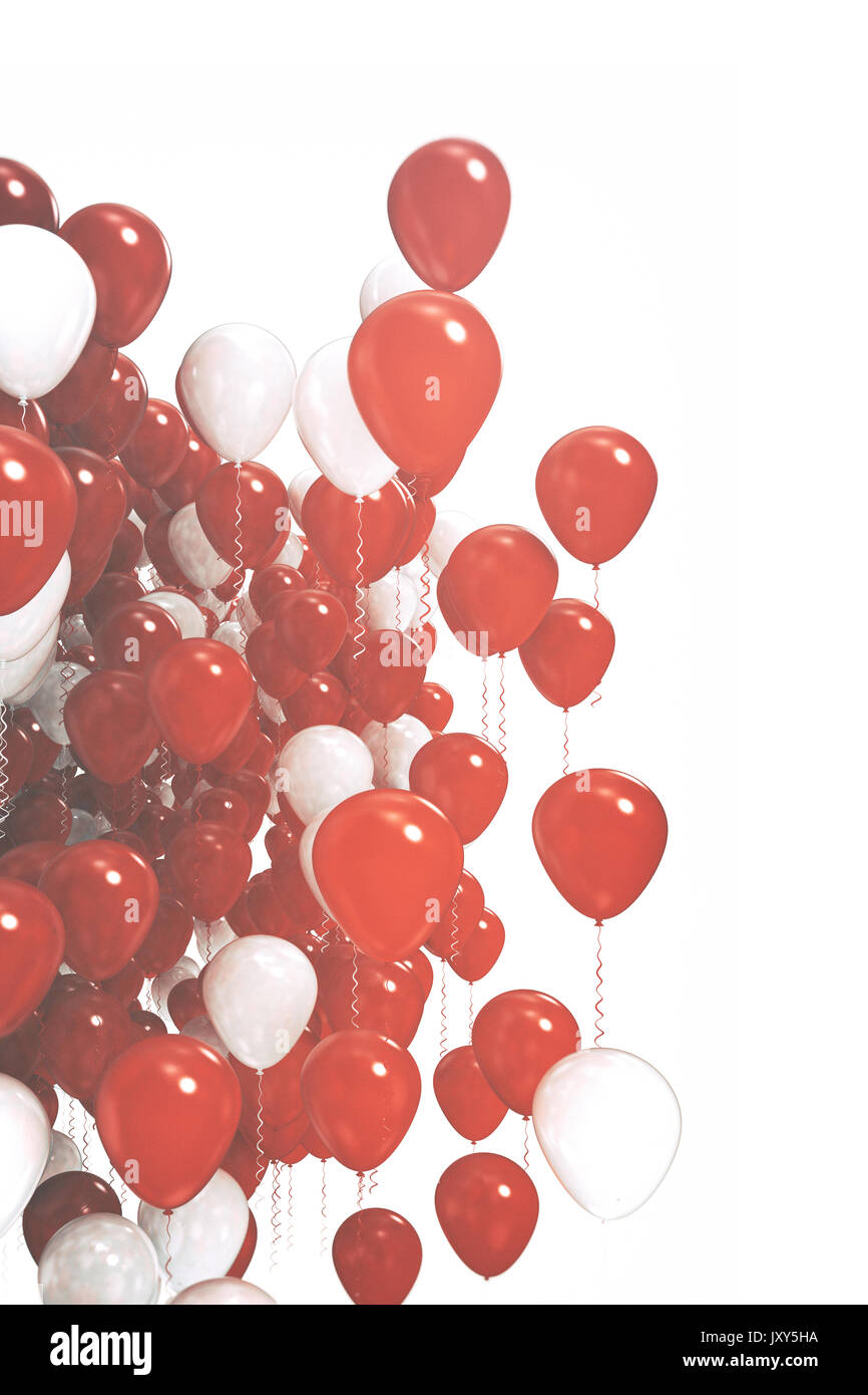 Red and white balloons isolated on white background Stock Photo