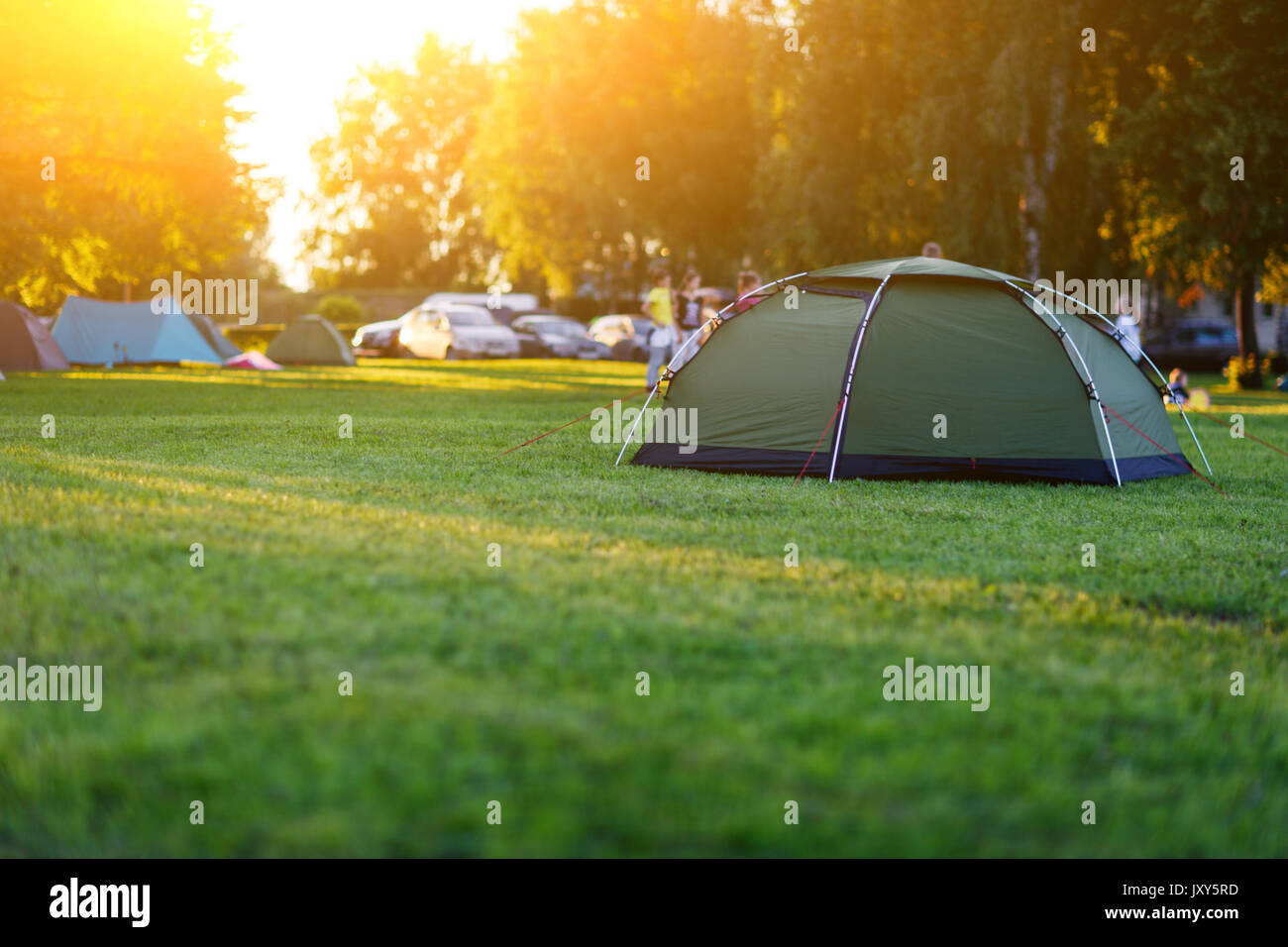 Photo of green tourist tent Stock Photo - Alamy