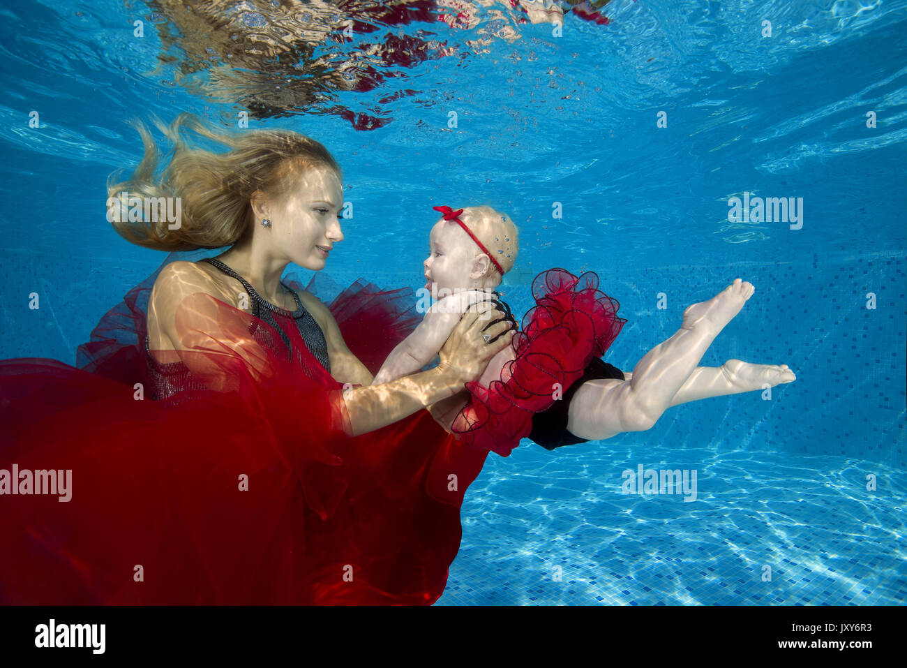 red dress swim