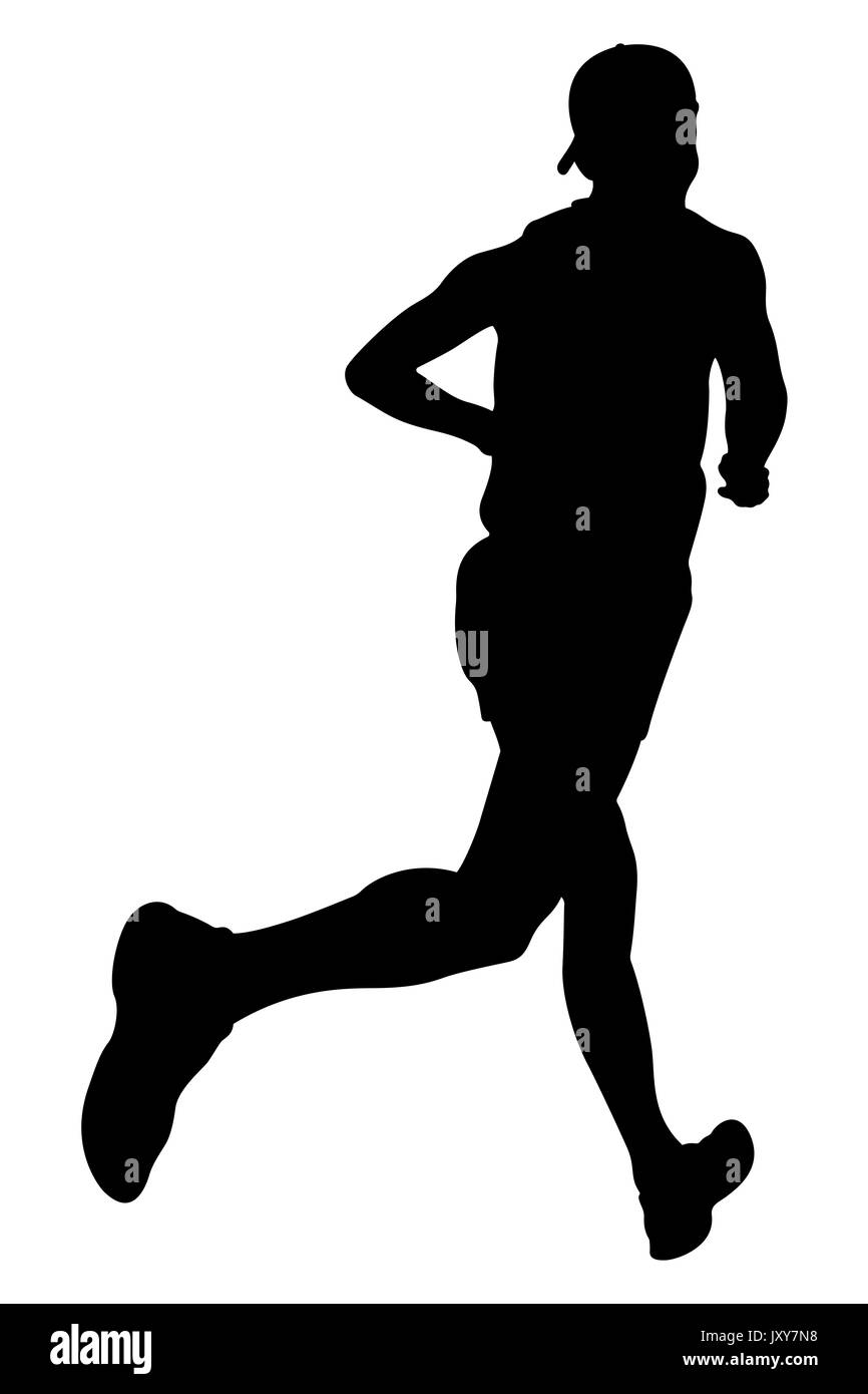 athlete runner in cap running marathon vector illustration Stock Photo