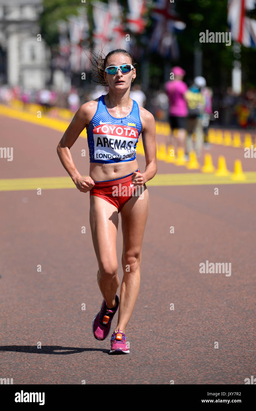 Sandra Arenas Of Colombia Competing In The Iaaf World Athletics Championships 20k Walk In The Mall London Space For Copy Stock Photo Alamy