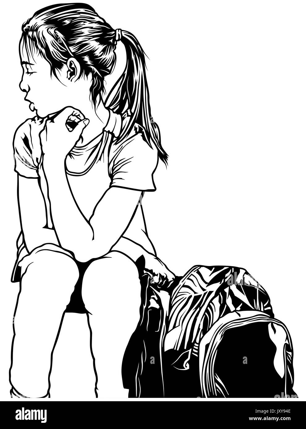 School Girl with Backpack Stock Vector Image & Art - Alamy