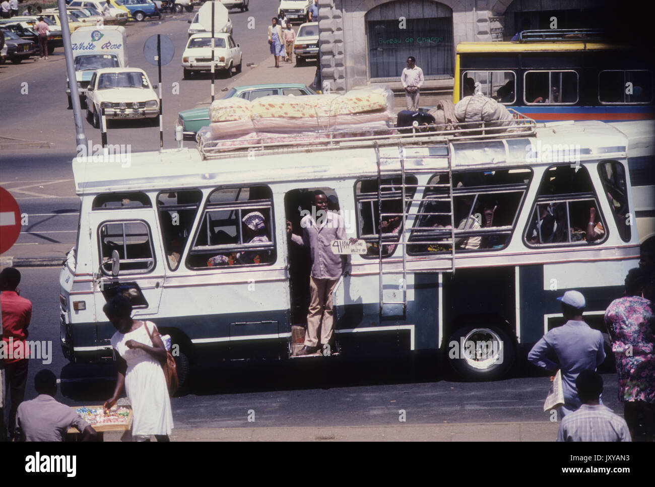 Matatu, a common public transport at Kenyatta Avenue, Nairobi, Kenya Stock Photo