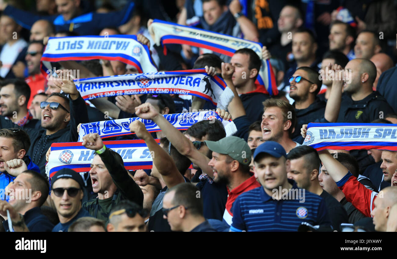 Hajduk Split fans during the UEFA Europa League Play-Off, First