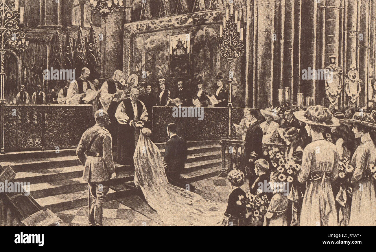 1919 - The wedding of the Princess Patricia of Connaught to Commander Alexander Ramsey in Westminster Abbey, London Stock Photo