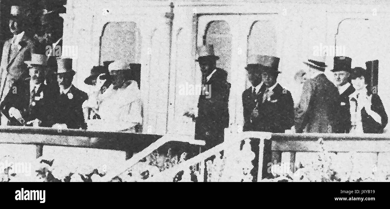 A old printed photograph showing the British  Royal Family at Ascot Racetrack, England Stock Photo