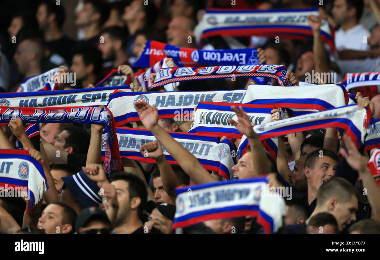 Hajduk split fans during the europa league hi-res stock