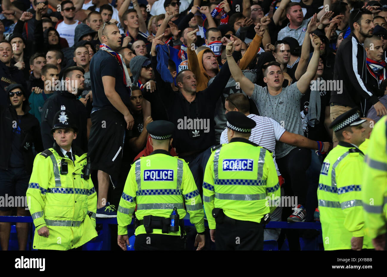 Hajduk split fans during the europa league hi-res stock