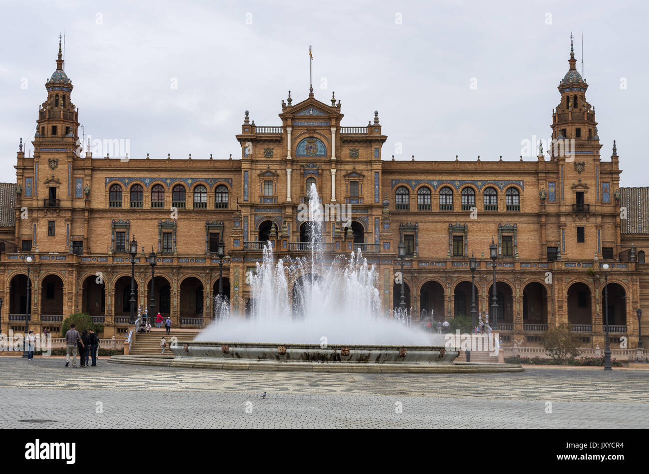 Plaza de España and Vicente Traver fountain, Seville, Spain Stock Photo