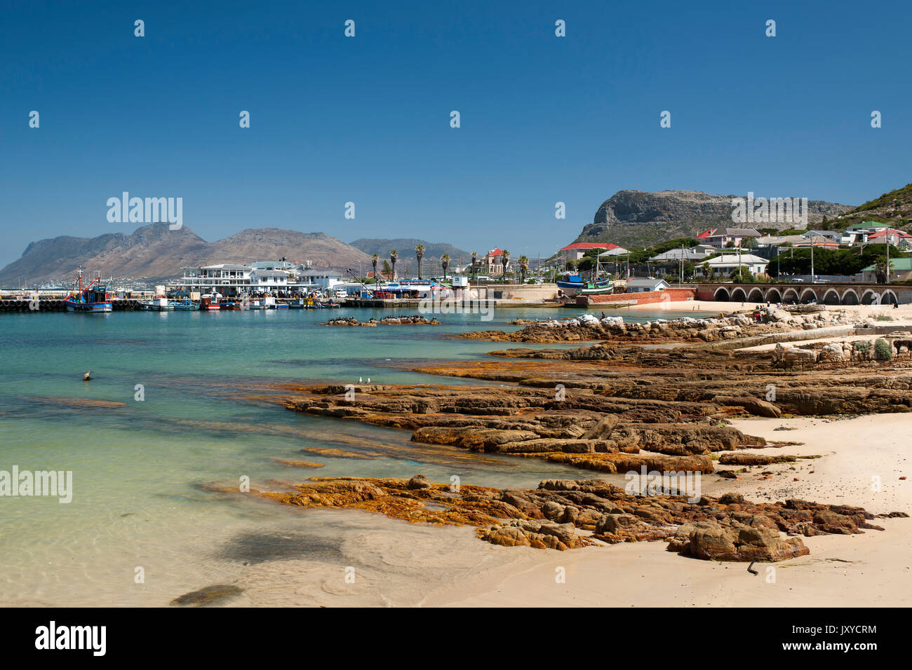 Kalk Bay harbour on Cape Town's Indian Ocean coast. Stock Photo