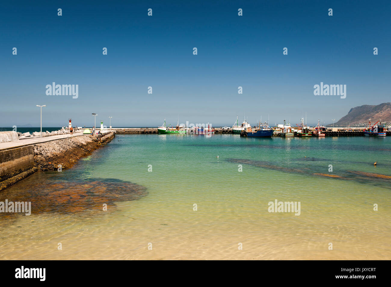 Kalk Bay harbour on Cape Town's Indian Ocean coast. Stock Photo