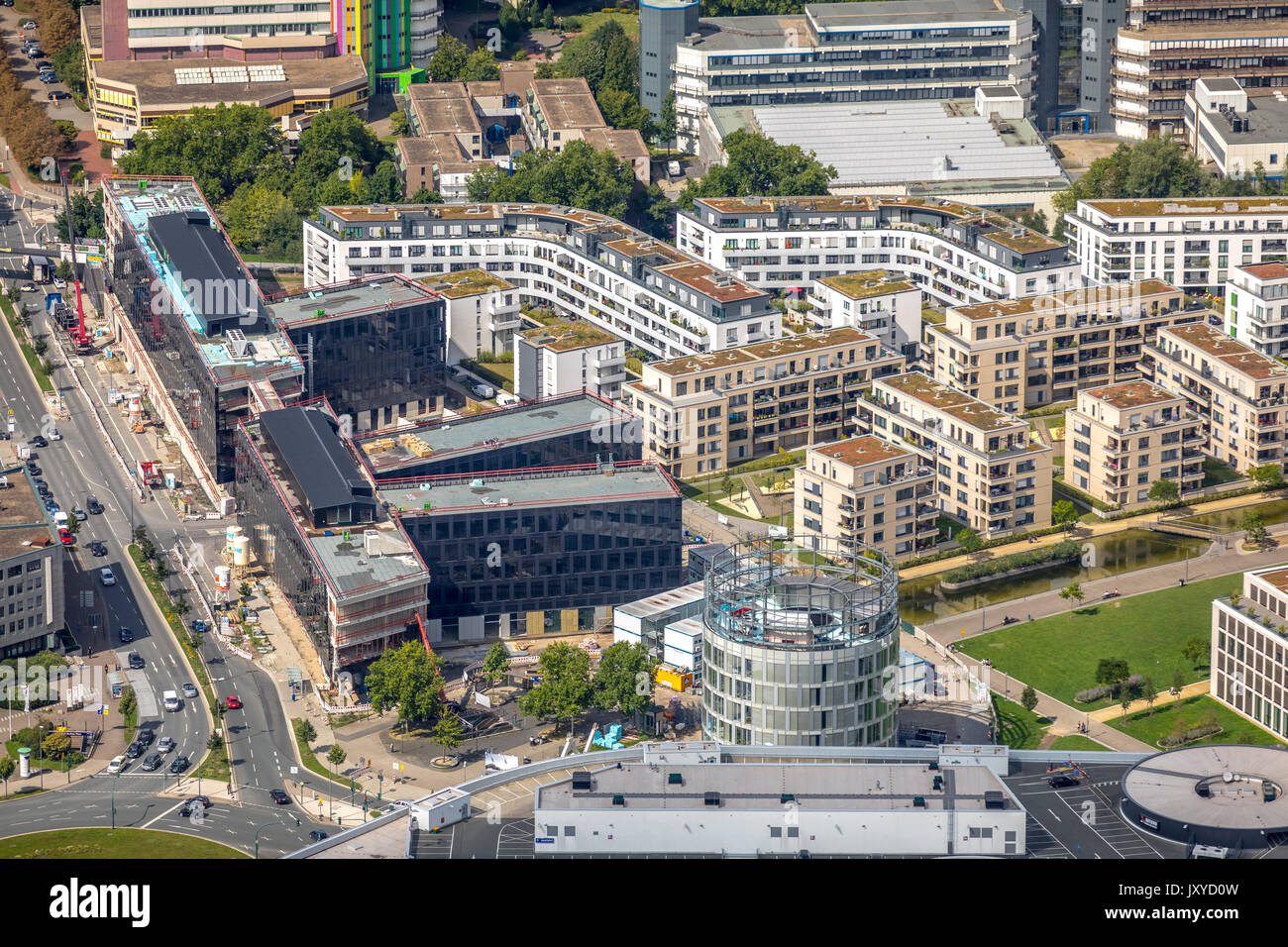 Funke Medien Campus Grüne Mitte Essen, Segerothstraße, Berliner Platz, Essen, Ruhrgebiet, Nordrhein-Westfalen, Deutschland Stock Photo