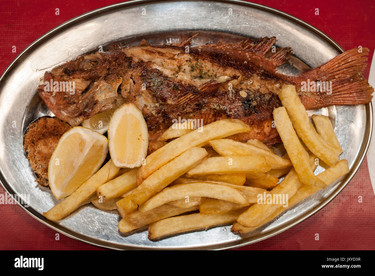 Grilled Red Roman fish as served at Kalky's restaurant in Kalk Bay