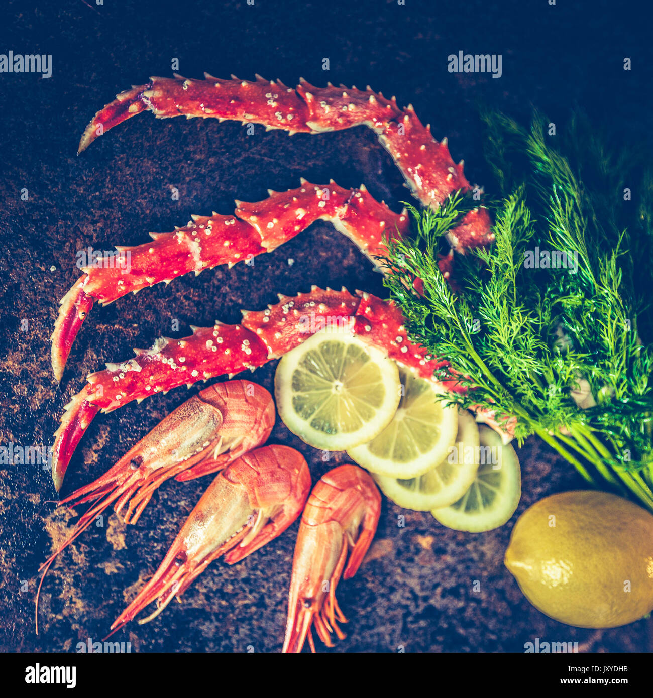 Seafood. Crab Legs. crab legs with fresh lemon Stock Photo Alamy
