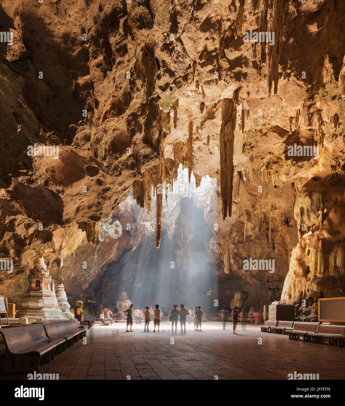 Tham khao luang cave temple.The temple inside of the cave in