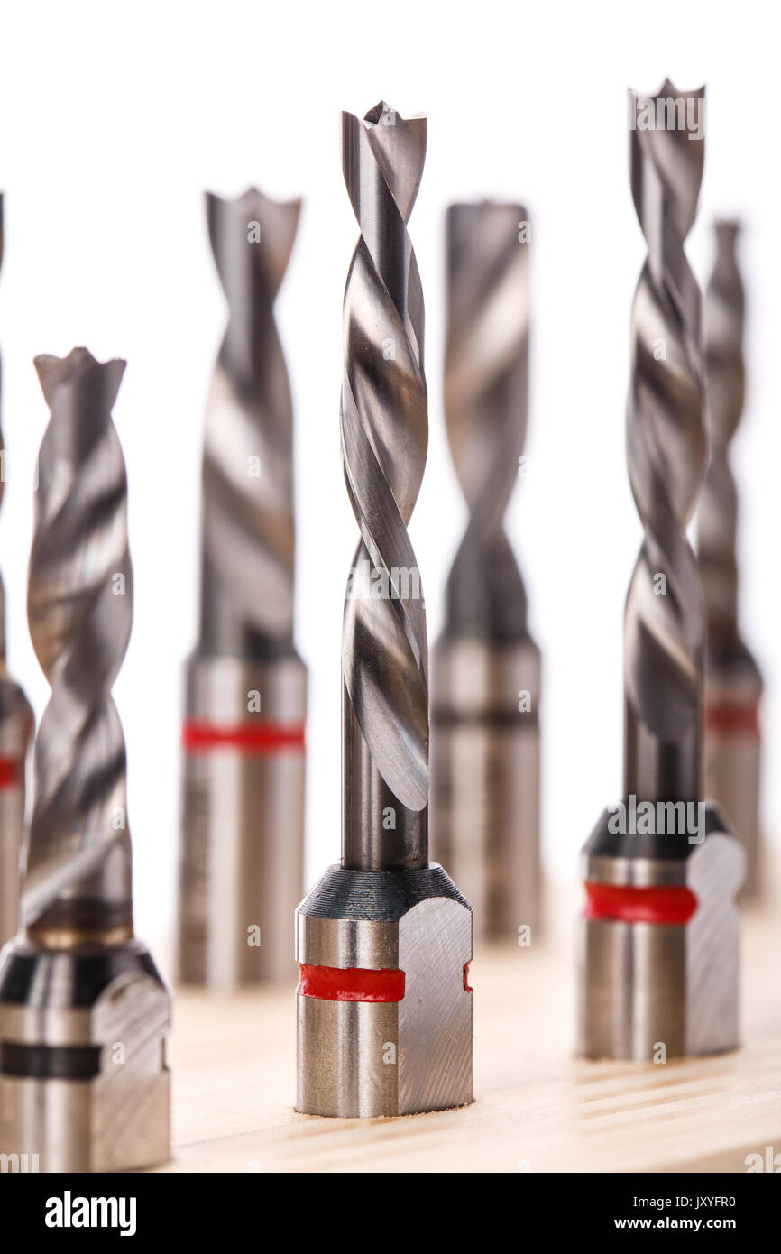 professional tools for a Woodworking, drill bits Stock Photo