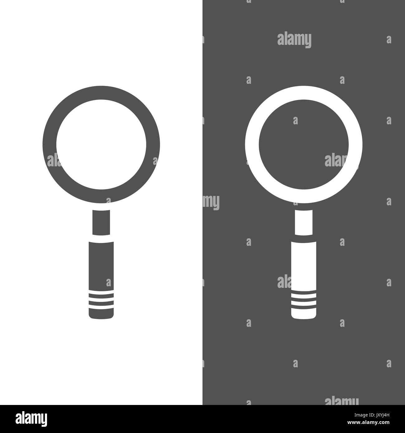 Magnifying glass icon on a dark and white backgrounds. Vector ...
