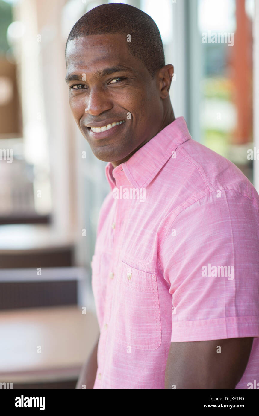 Portrait of smiling Black man Stock Photo