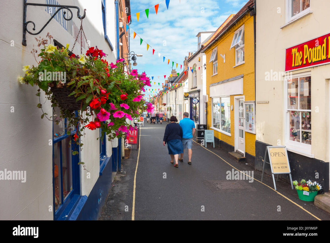 Shops and pubs in Staithe Street in Wells Next The Sea Norfolk Stock Photo