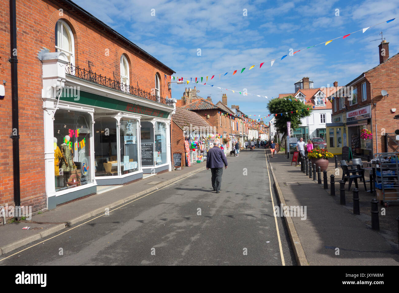 Shops and pubs in Staithe Street in Wells Next The Sea Norfolk Stock Photo