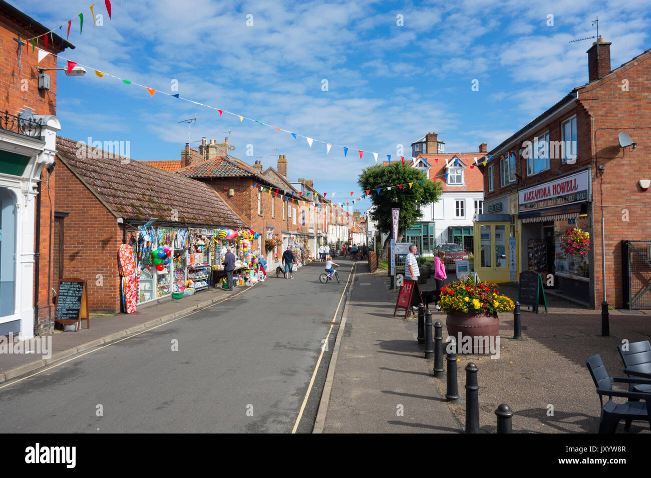 Shops and pubs in Staithe Street in Wells Next The Sea Norfolk Stock Photo