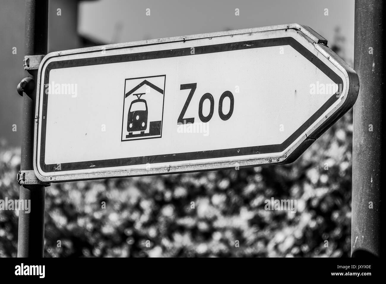 Direction sign to Bahnhof Zoo Train station - BERLIN / GERMANY - SEPTEMBER 2, 2016 Stock Photo