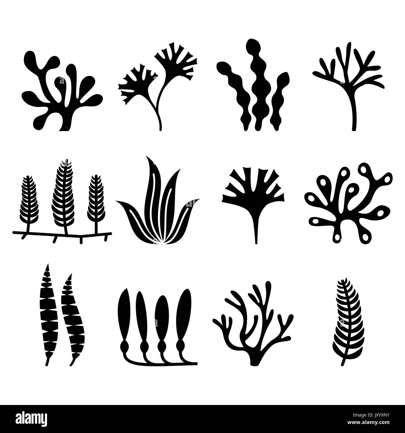 Seaweed icons set - nature, food trends concept Stock Vector