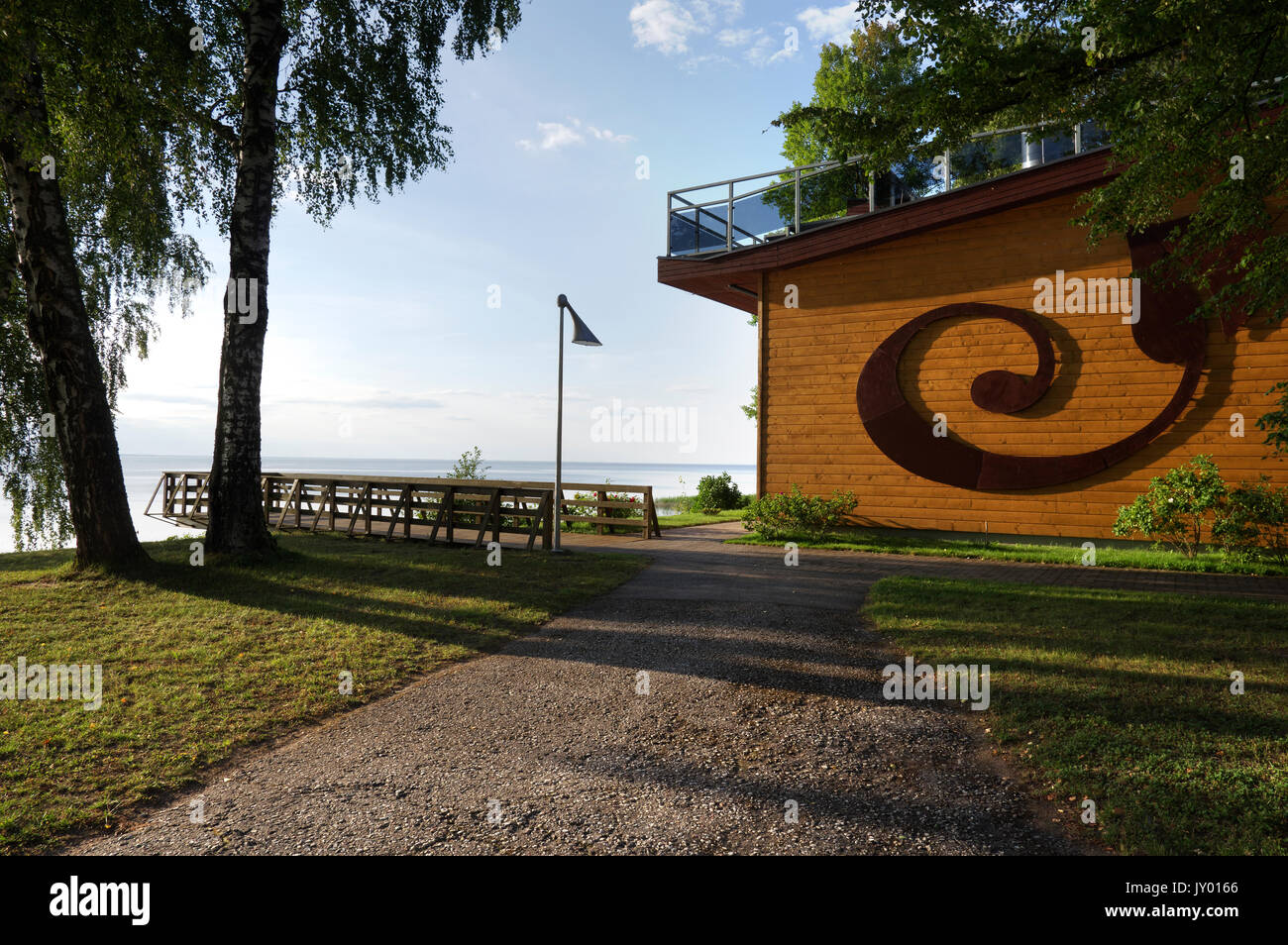 Lake Museum and Limnological Station open to the lake. Lake Võrtsjärv, Estonia 16th august 2017 Stock Photo