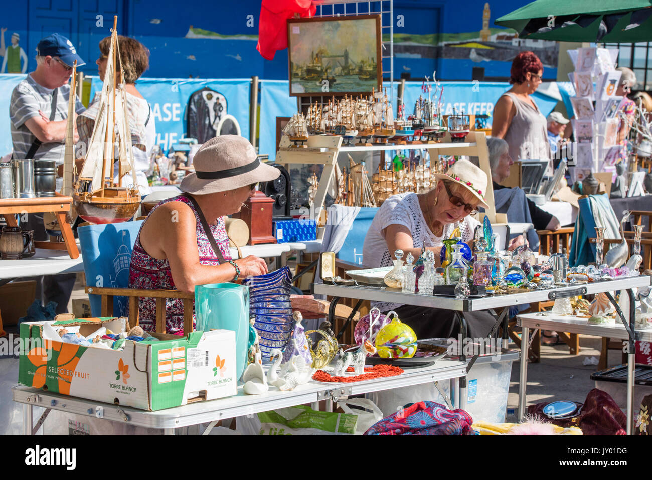 Women stall holders selling bric-a-brac on Herne Bay, Kent. Other ...