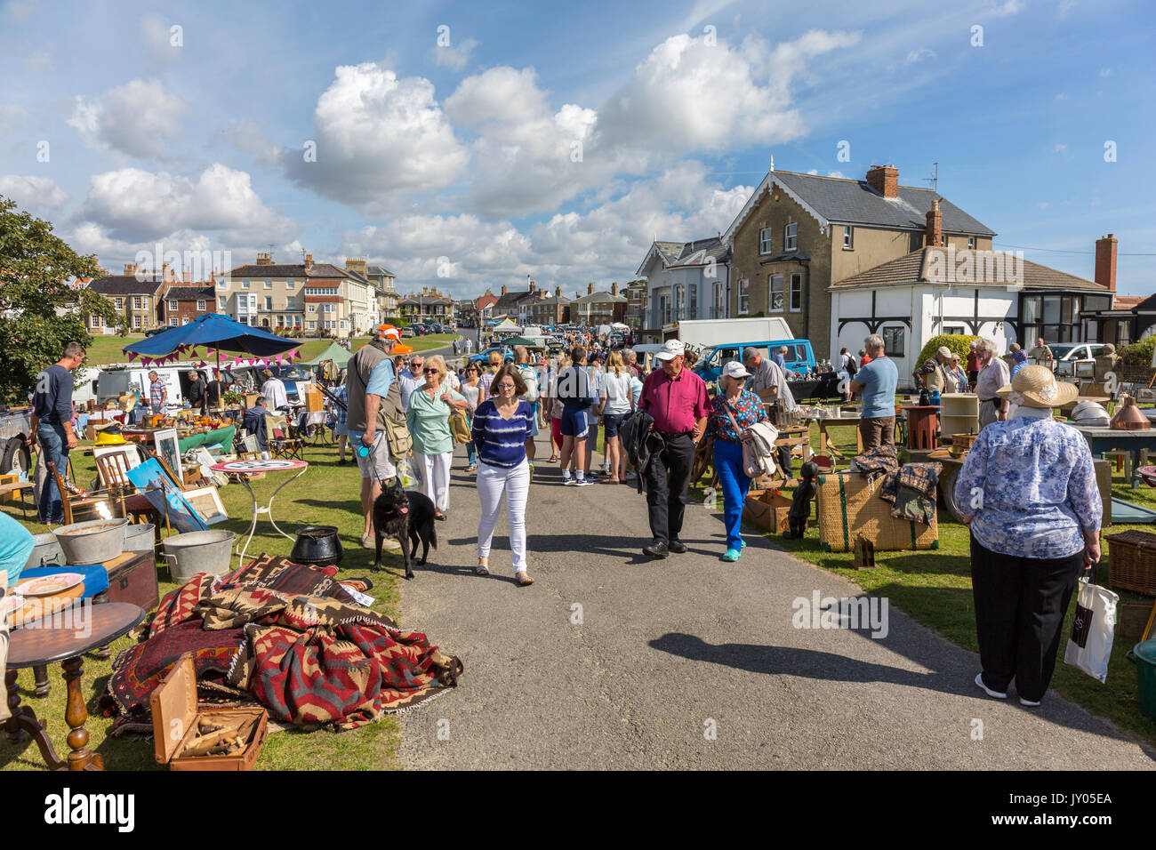 Antiques fair on Southwold Green, Southwold, Suffolk, UK. Stock Photo