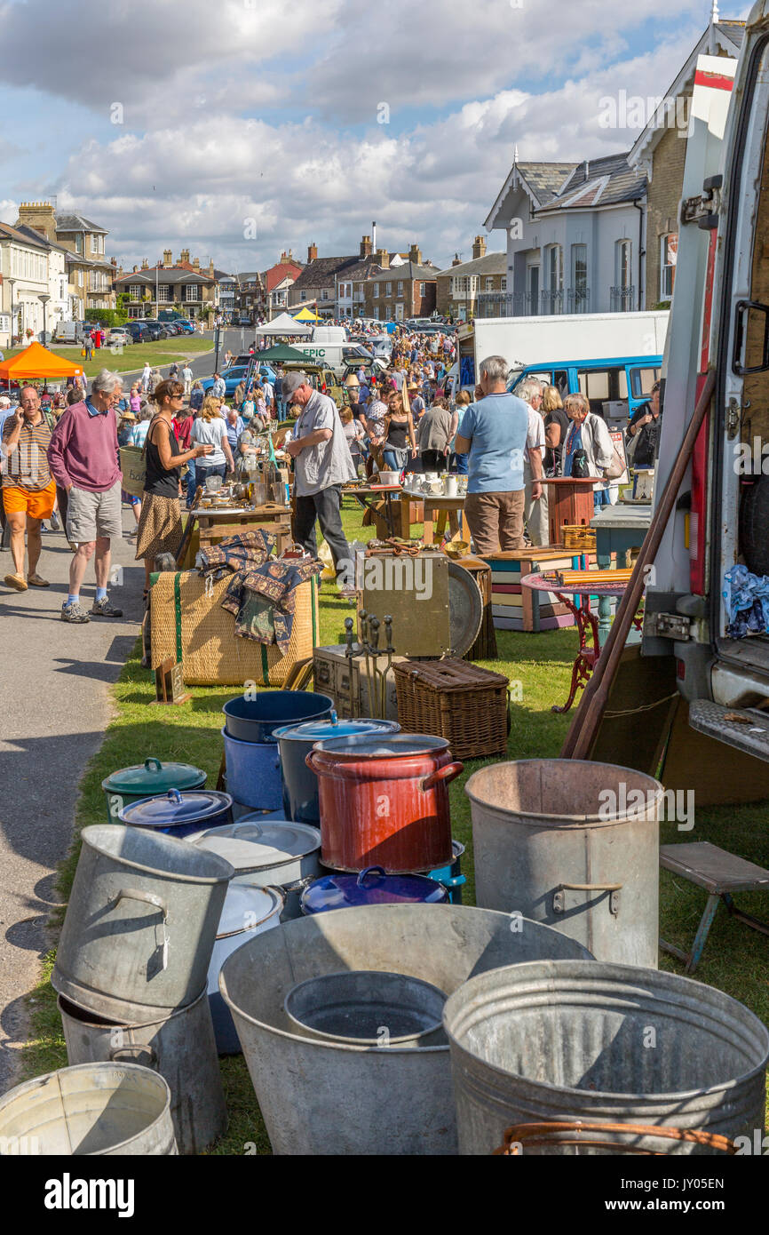Antiques fair on Southwold Green, Southwold, Suffolk, UK. Stock Photo
